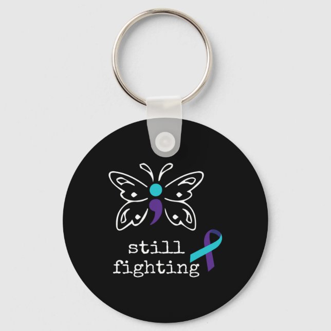 Still Fighting - Semicolon Gift Suicide Prevention Key Ring (Front)