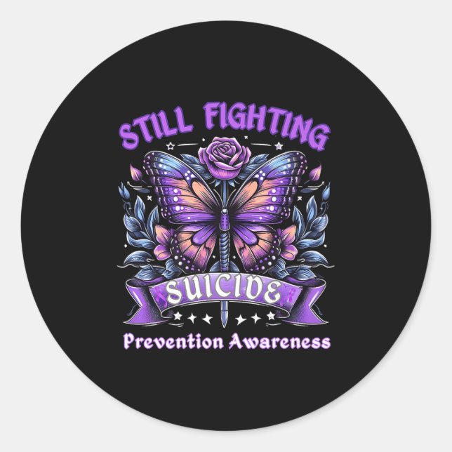 Still Fighting Suicide Prevention Awareness Butter Classic Round Sticker (Front)