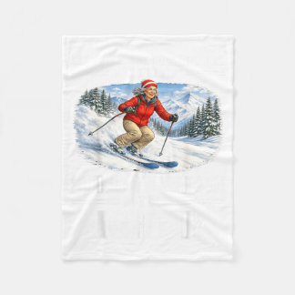 Still Go Skiing in Their Eighties Funny Skiing Fleece Blanket
