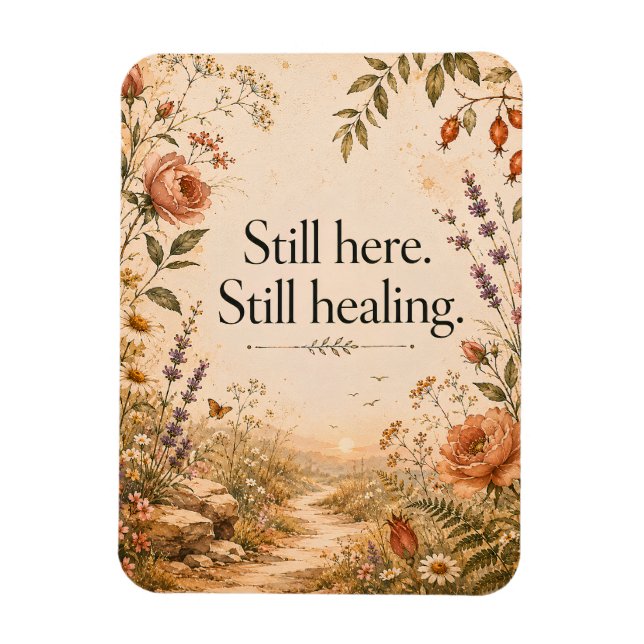 Still Here Still Healing Wildflower Quote Magnet (Vertical)