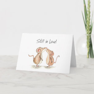 Still in Love - Two cute kissing Mice Holiday Card