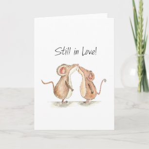 Still in Love - Two cute kissing Mice Holiday Card