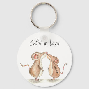 Still in Love - Two cute kissing Mice Key Ring