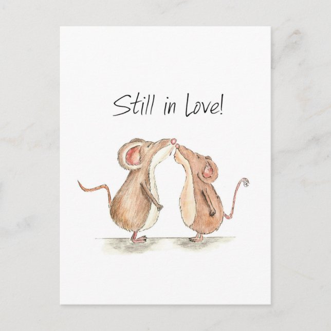 Still in Love - Two cute kissing Mice Postcard (Front)
