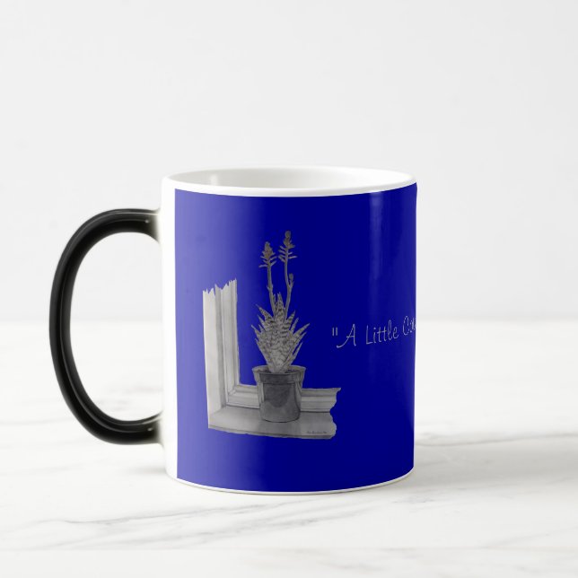 Still life aloe vera pot plant drawing realist art magic mug (Left)