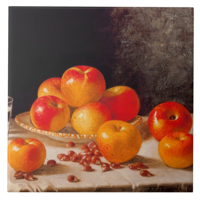 Still Life, Apples and Chestnuts Ceramic Tile (Front)