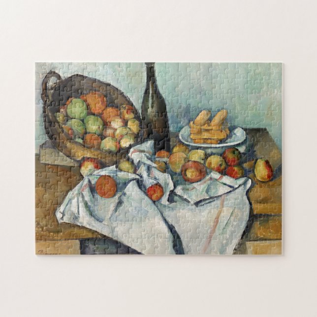 Still Life Apples Basket Cezanne Painting Art Jigsaw Puzzle (Horizontal)