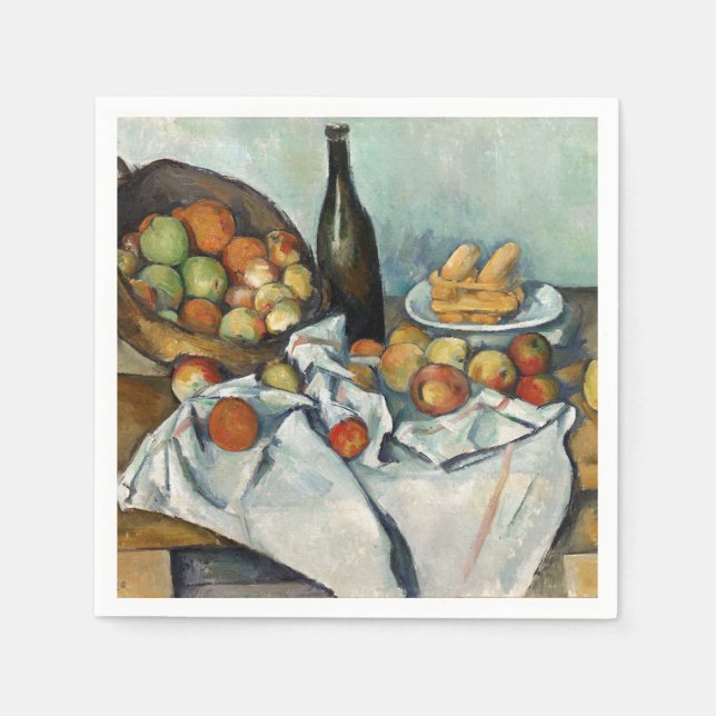 Still Life Apples Basket Cezanne Painting Art Napkin (Front)