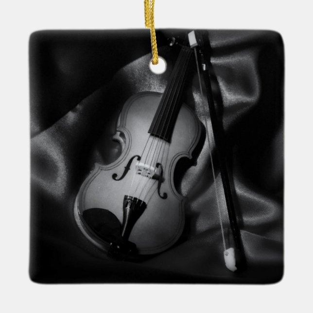 Still-life b&W image of a violin Ceramic Ornament (Front)