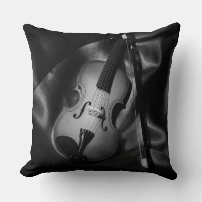 Still-life b&W image of a violin Cushion (Front)
