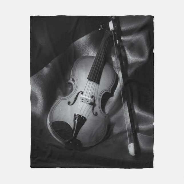 Still-life b&W image of a violin Fleece Blanket (Front)