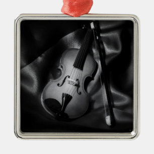 Still-life b&W image of a violin Metal Tree Decoration