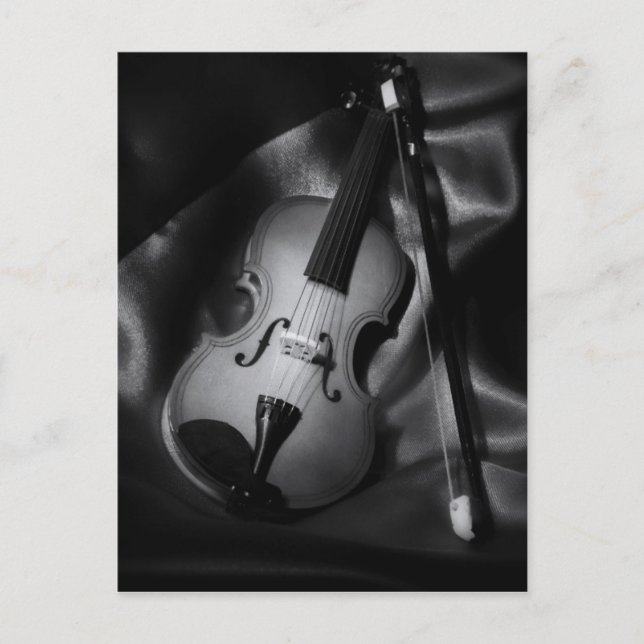 Still-life b&W image of a violin Postcard (Front)