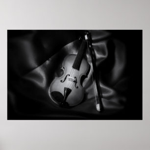 Still-life b&W image of a violin Poster