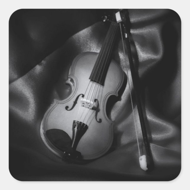 Still-life b&W image of a violin Square Sticker (Front)