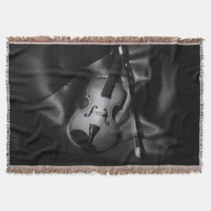 Still-life b&W image of a violin Throw Blanket