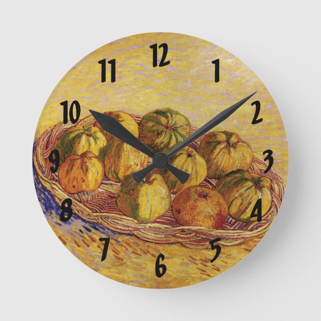 Still Life, Basket of Apples by Vincent van Gogh Round Clock (Front)