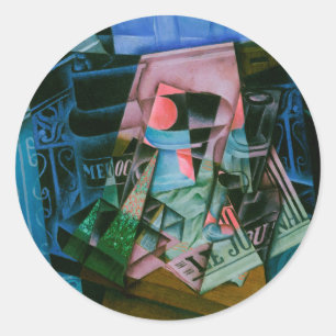 Still Life Before an Open Window by Juan Gris Classic Round Sticker