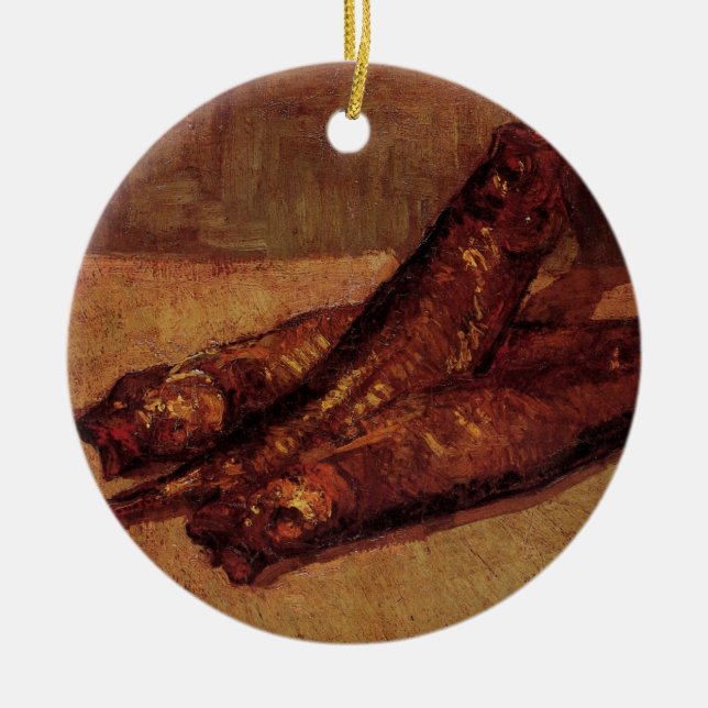 Still Life Bloaters and Garlic by Vincent van Gogh Ceramic Ornament (Front)