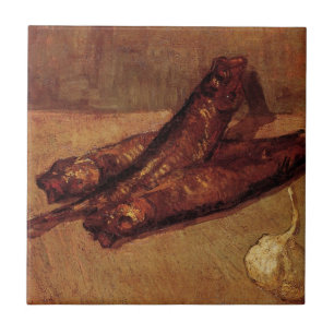 Still Life Bloaters and Garlic by Vincent van Gogh Ceramic Tile