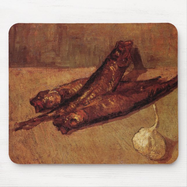 Still Life Bloaters and Garlic by Vincent van Gogh Mouse Pad (Front)