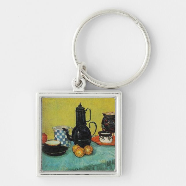 Still Life  Blue Enamel Coffeepot, Earthenware and Key Ring (Front)