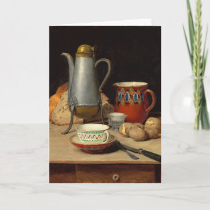 Still Life, Coffee and Potatoes Albert Anker Card
