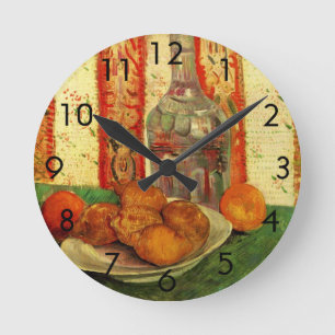 Still Life Decanter and Lemons by Vincent van Gogh Round Clock