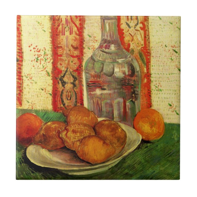 Still Life Decanter and Lemons by Vincent van Gogh Tile (Front)