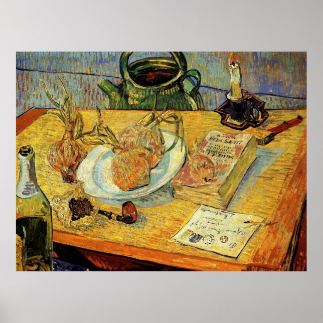 Still Life Drawing Board, Pipe, Onions and Sealing Poster (Front)