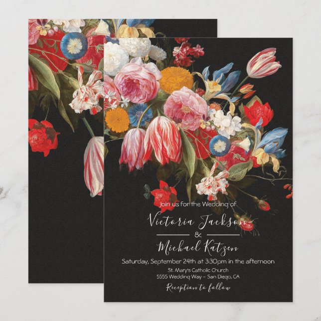 Still life Floral Dark & Moody Wedding Invitation (Front/Back)