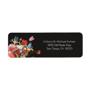 Still life Floral Dark & Moody Wedding Return Address Label