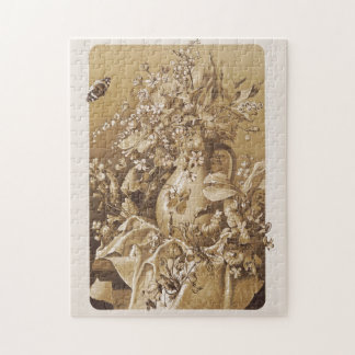 Still life flower-piece sepia colour nostalgia jigsaw puzzle