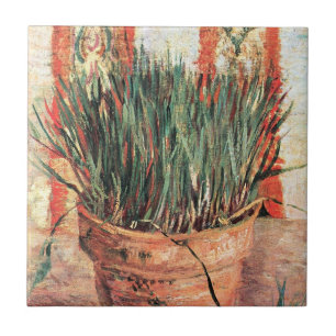 Still Life Flowerpot w Chives by Vincent van Gogh Ceramic Tile