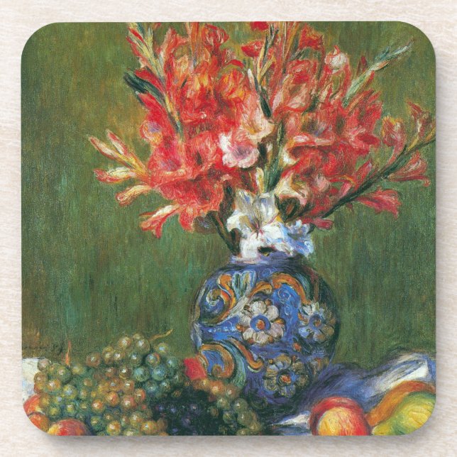 Still Life Flowers and Fruit by Pierre Renoir Coaster (Front)