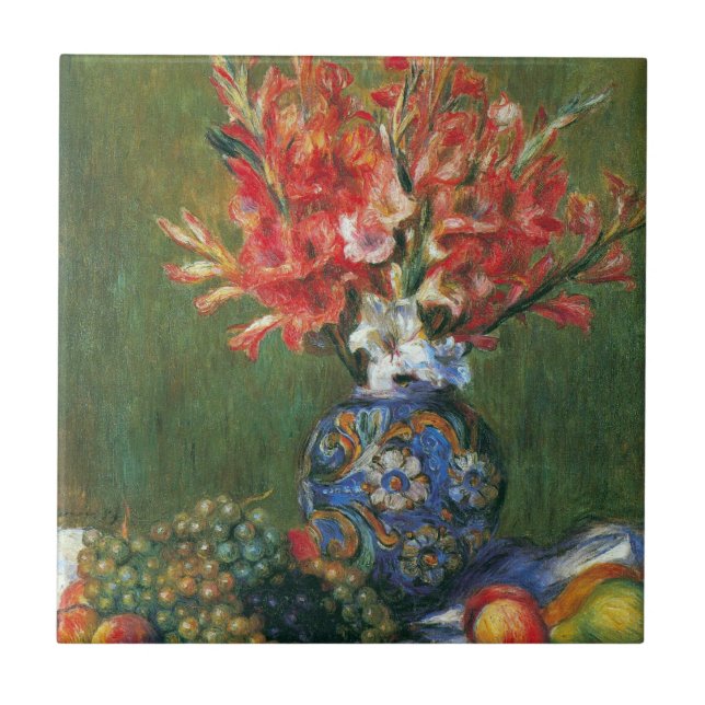 Still Life Flowers and Fruit by Pierre Renoir Tile (Front)