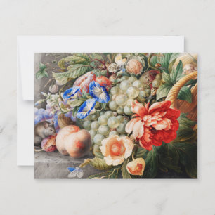 Still Life Flowers and Fruits Classical Art Card
