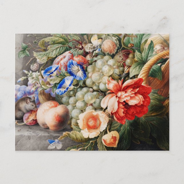 Still Life Flowers and Fruits Classical Art Postcard (Front)