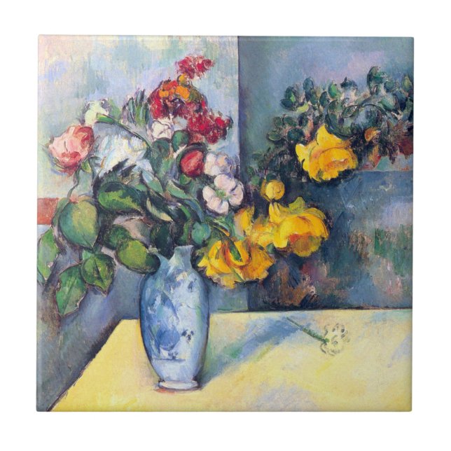 Still Life Flowers in a Vase By Paul Cezanne Ceramic Tile (Front)
