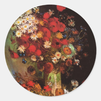 Still Life Flowers in a Vase by Vincent van Gogh Classic Round Sticker