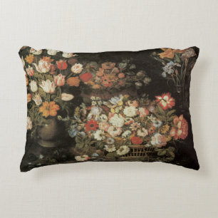 Still Life Flowers, Vintage Floral Baroque Decorative Cushion