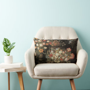 Still Life Flowers, Vintage Floral Baroque Lumbar Cushion