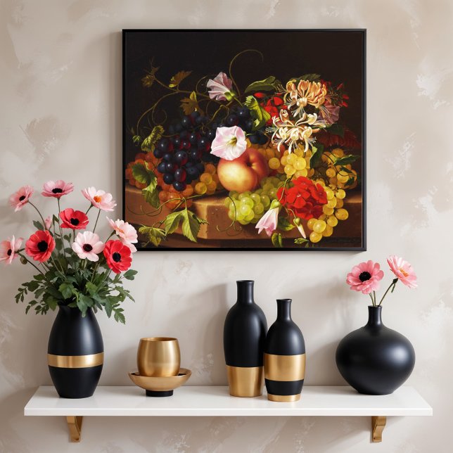 Still Life  Fruit and Flowers by Adelheid Dietrich Poster (Creator Uploaded)