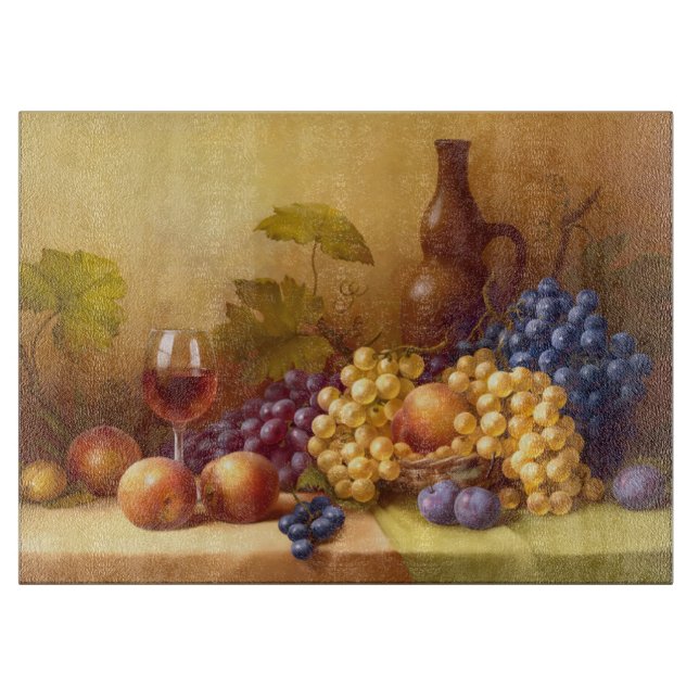 Still Life Fruit/Decorative Glass Cutting Board (Front)