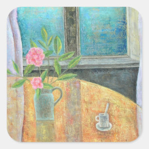 Still Life in Window with Camellia 2012 Square Sticker