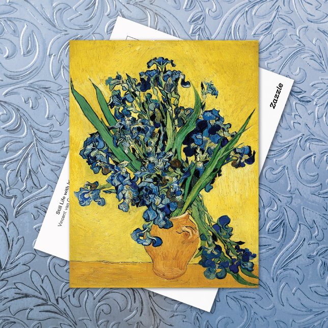 Still Life Irises Clay Pot Vincent van Gogh Postcard (Creator Uploaded)