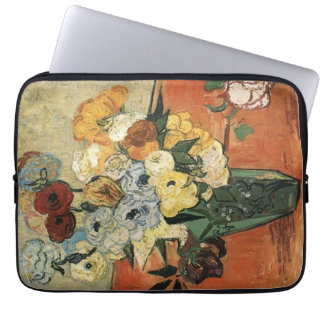 Still life -Japanese Vase with Roses and Anemones Laptop Sleeve