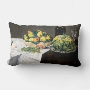 Still Life Lemon Peaches by Manet Impressionist Lumbar Cushion