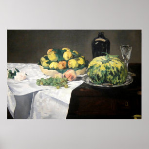 Still Life Lemon Peaches by Manet Impressionist Poster