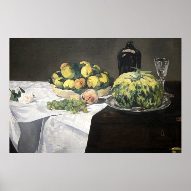 Still Life Lemon Peaches by Manet Impressionist Poster (Front)